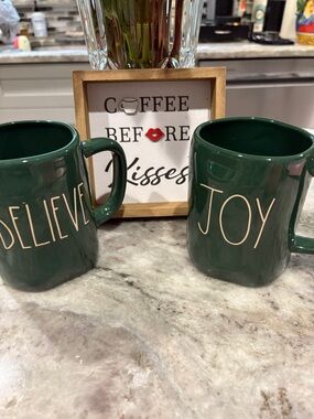 Rae Dunn Dark Green 'JOY' Ceramic Mug